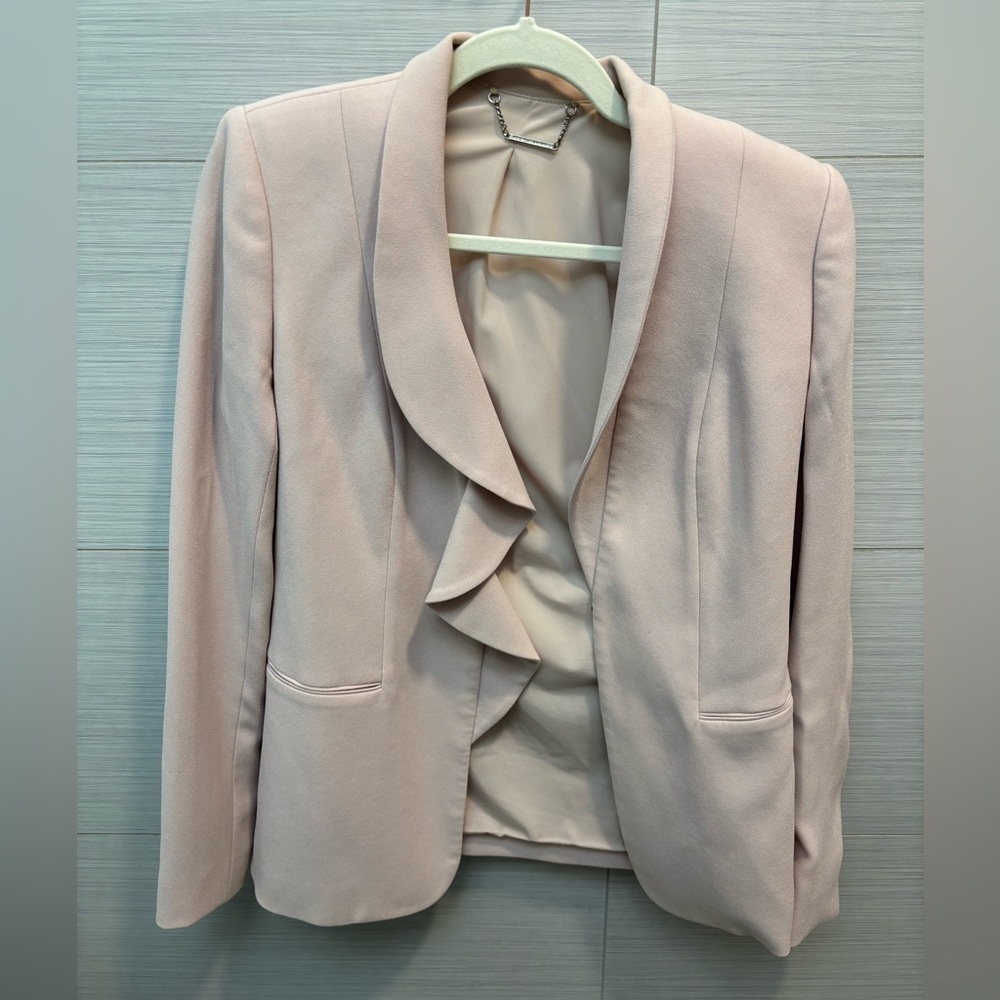 Elie Tahari Blush Pink Ruffle Front Blazer - Picture 2 of 5